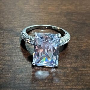 Women's Discount Cocktail Rectangle Silver-Tone Wedding Rings